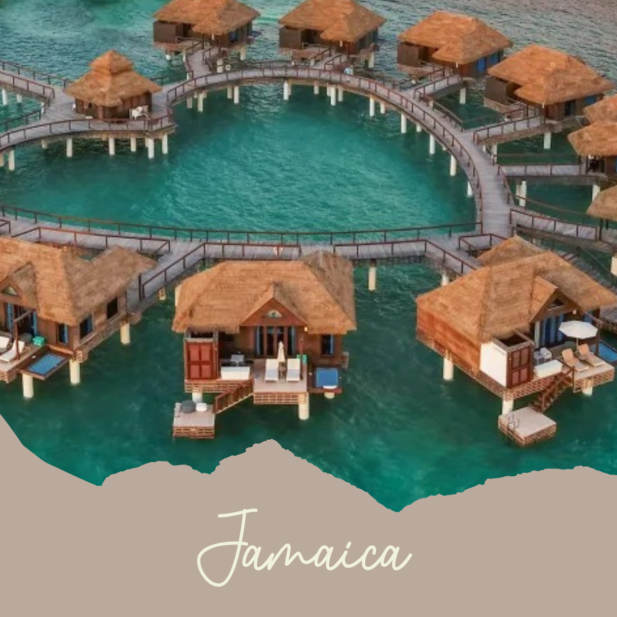 Over the water bungalows in Jamiaca are the perfect place for a honeymoon